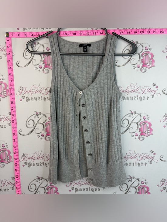 Jacob Tops - Jacob tank top button down cardigan Light Gray Ribbed Button-Front Tank Top